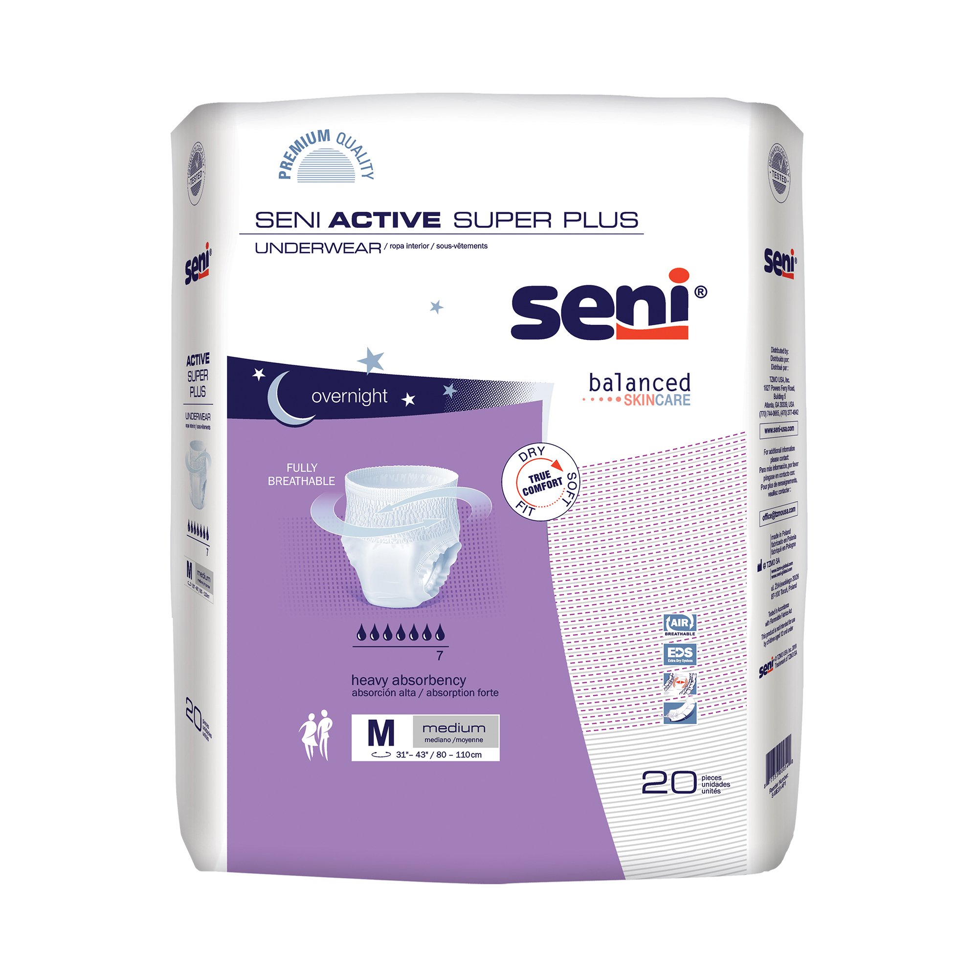 Seni Active Super Plus Overnight Heavy Absorbent Underwear, Medium MK 1163859