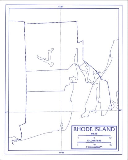 Rhode Island Map Paper single (8+" x 11")