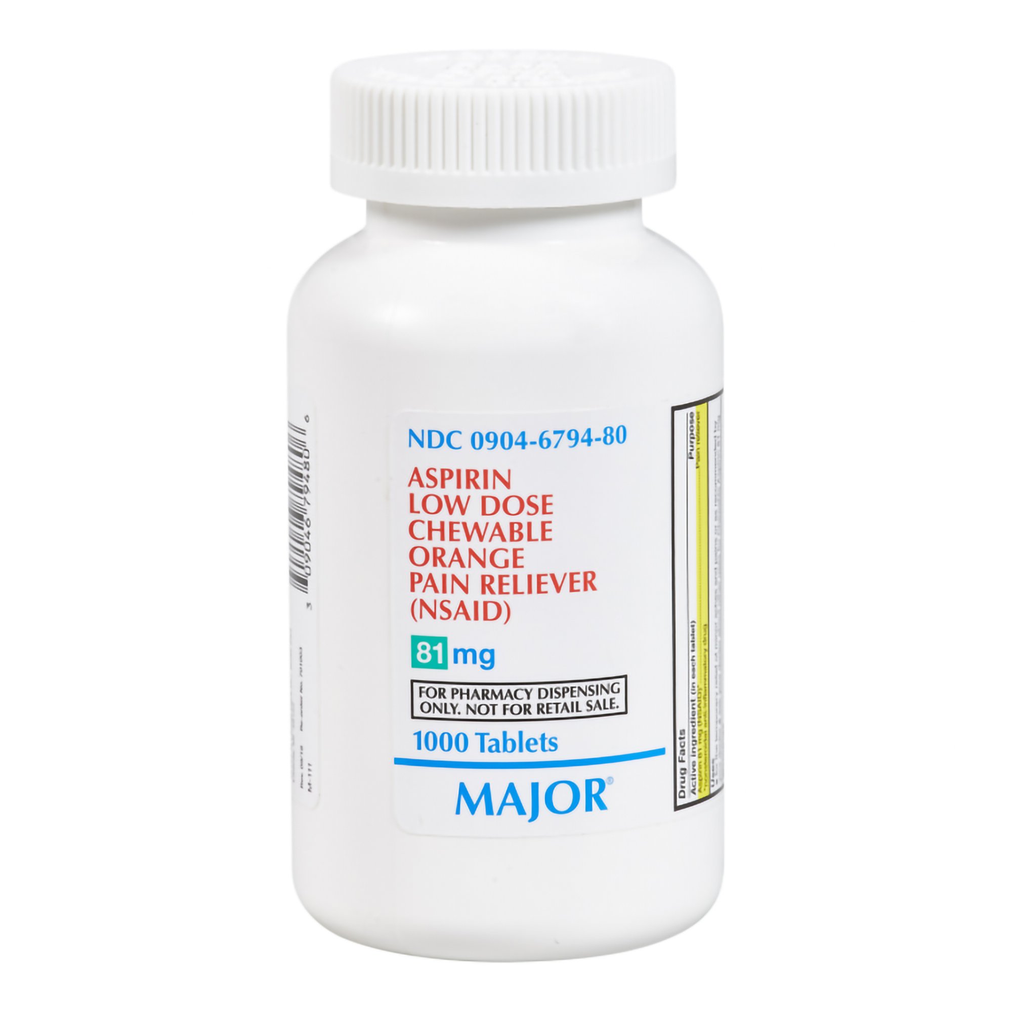 Major Low Dose Chewable Aspirin, Orange Flavor MK 1112764