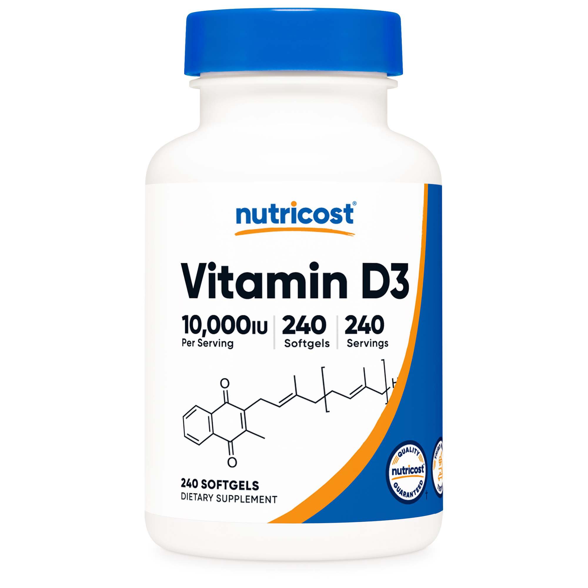 Dietary Supplement nutricost Vitamin D3 10,000 IU Strength Softgel 240 Per Bottle MK 1270248