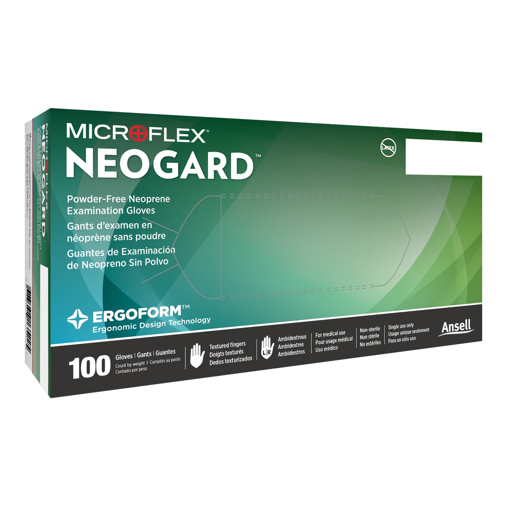 Neogard Polychloroprene Exam Glove, Small, Green MK 885091