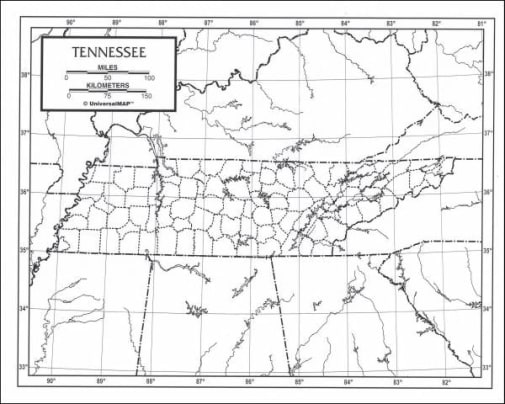 Tennessee Map Paper single (8+" x 11")