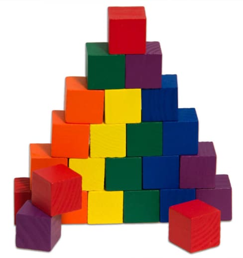 Color Cubes Wooden, 1" in 6 colors (set of 24