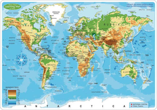 World Map Physical Smart Poly Learning Mat