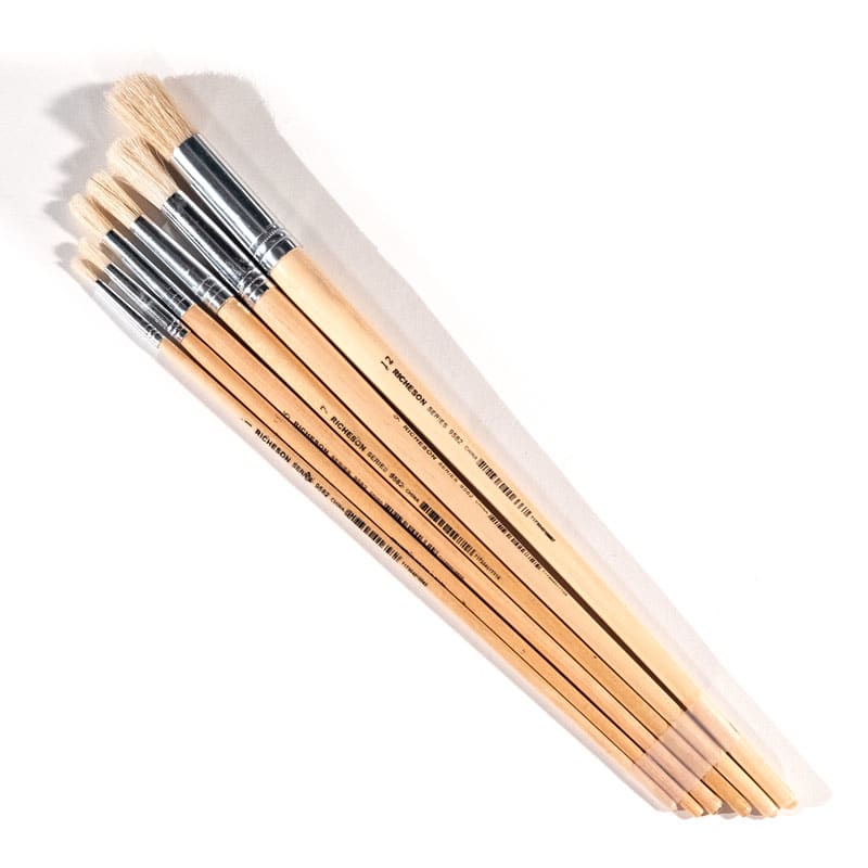 Student Bristle Long Handle Paint Brushes - Set of 7