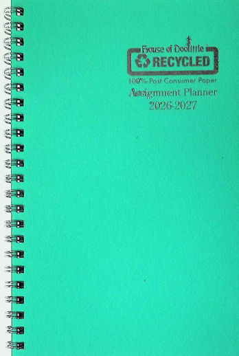 Student Assignment Planner Bright Green August 2026 - August 2027