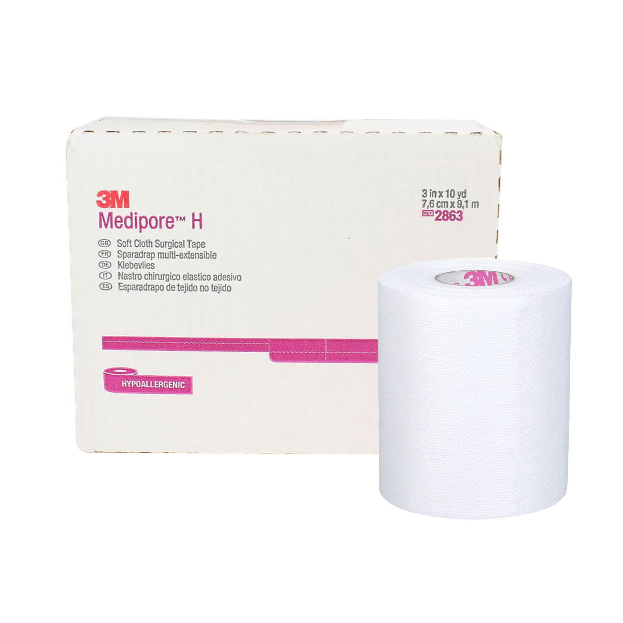 3M Medipore H Cloth Medical Tape, 3 Inch x 10 Yard, White MK 324082