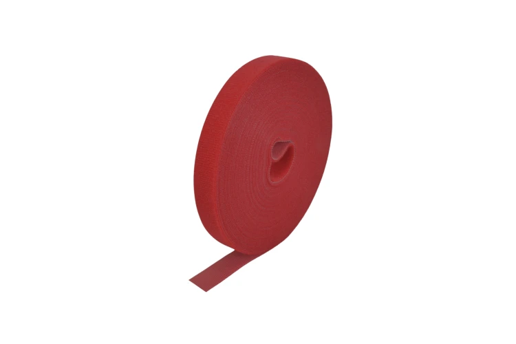 Red Hook-and-Loop Tape for Cable Management, 50 Ft Roll, 0.8in Width