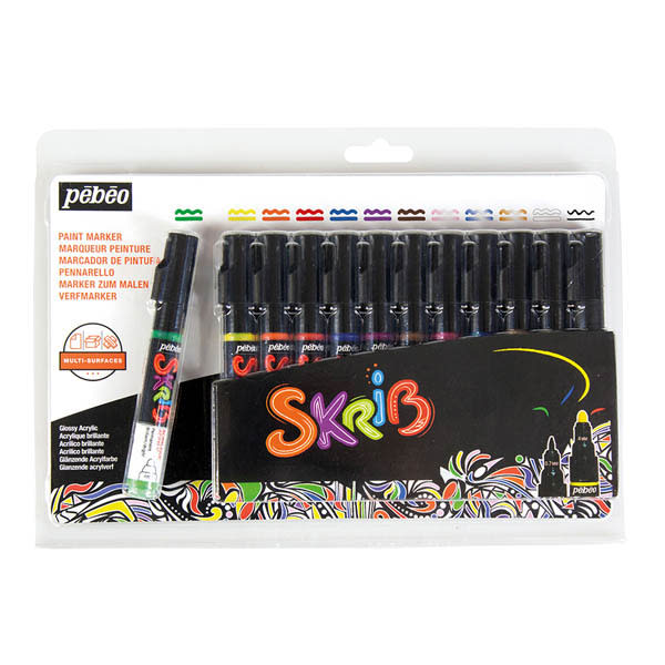 Pebeo Skrib Acrylic Paint Markers Classic Set of 12