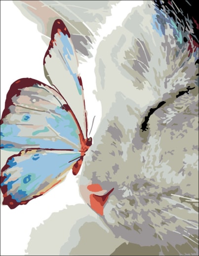 Artwille Paint by Number - Cat with Butterfly