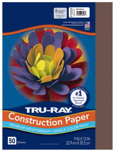 Construction Paper Fade-Resistant 9" x 12" Dark Brown