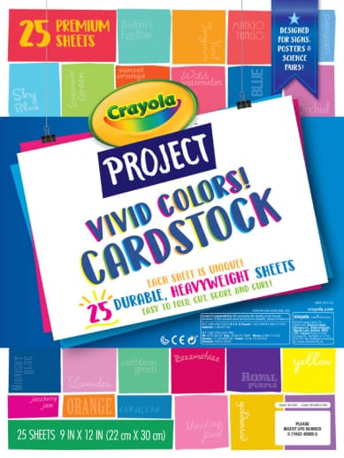 Crayola Project Vivid Colors! Cardstock (25 sheets)