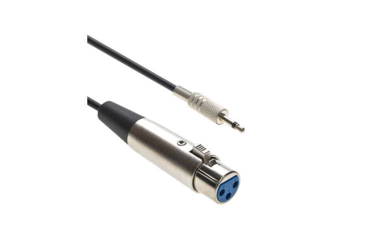 Audio Cable XLR3 Female to 3.5mm Mono Male, Black, 6Ft