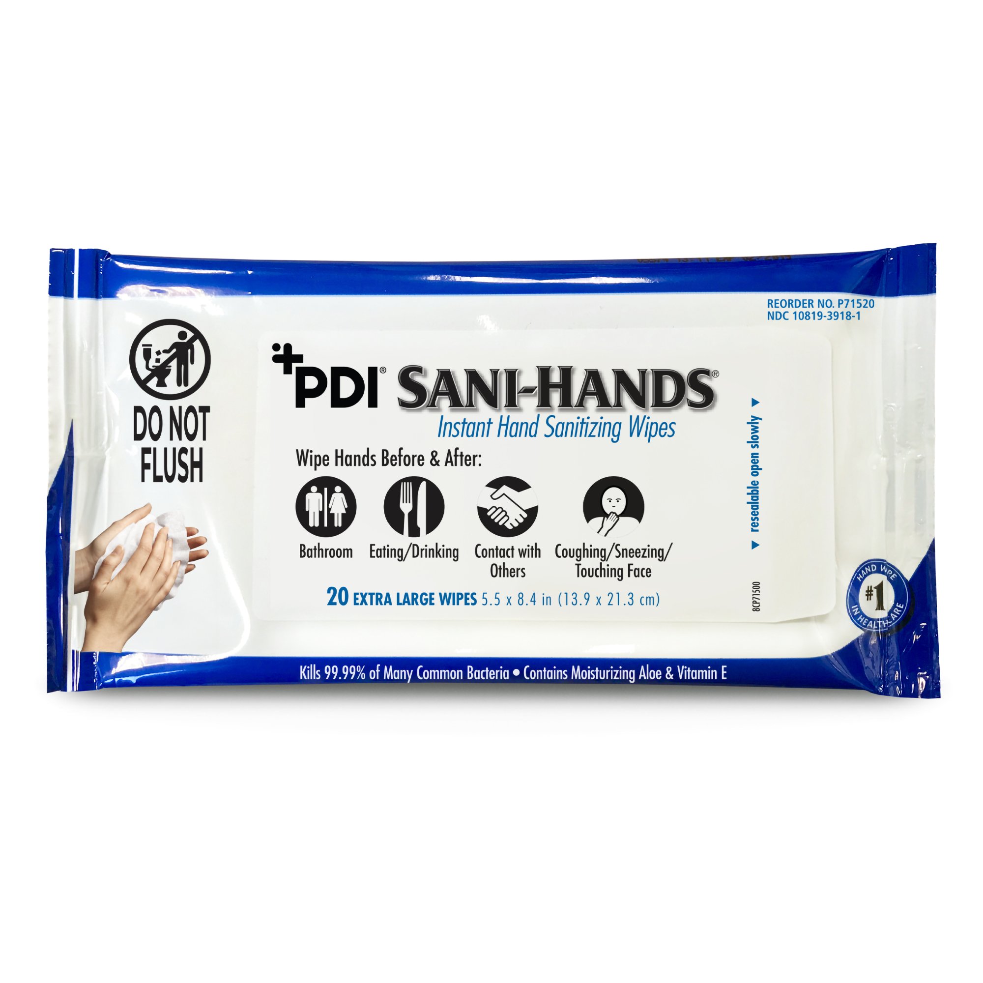 Sani-Hands Hand Sanitizing Wipes, Alcohol, Scented, 5.5 x 8.4 Inch Soft Pack MK 812687