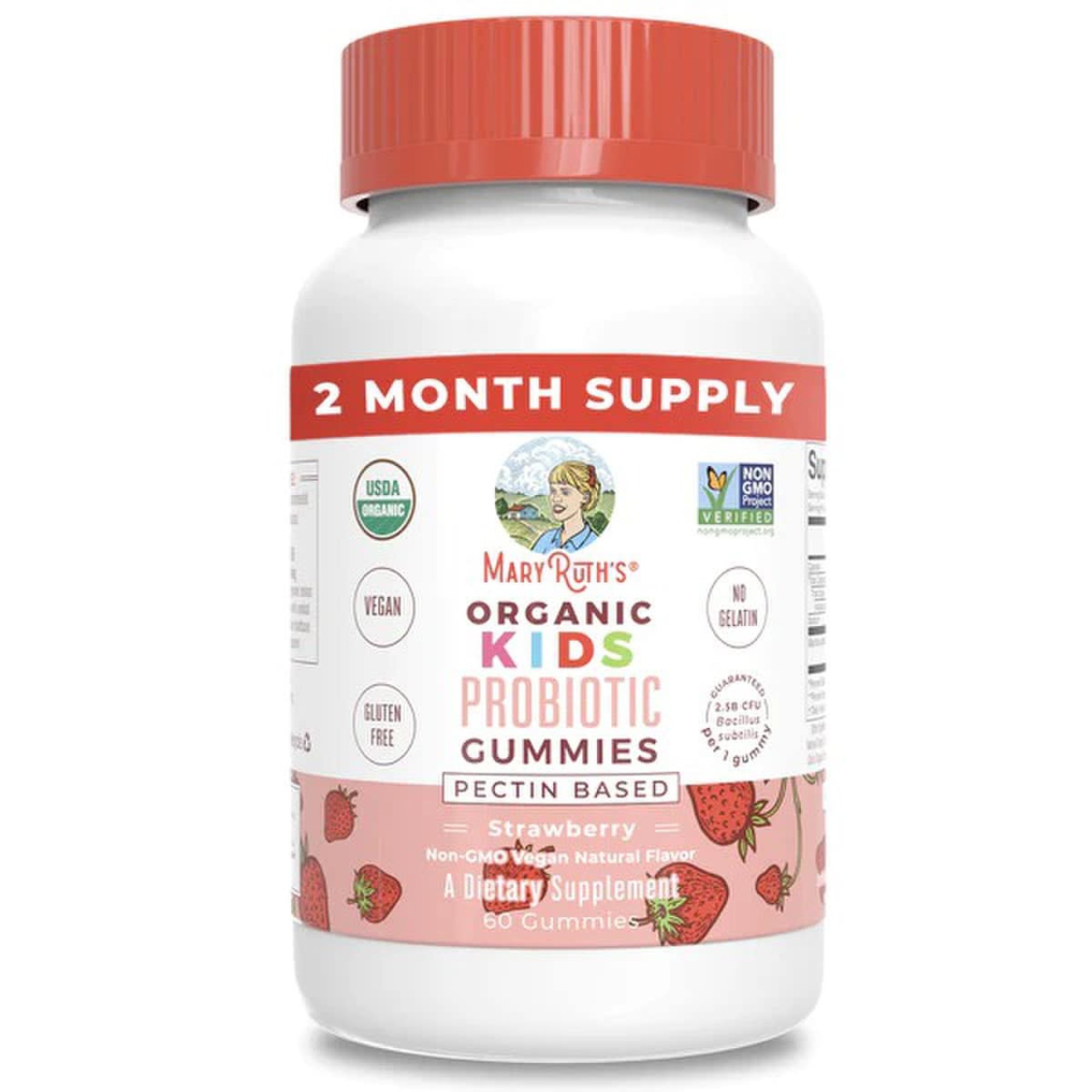Mary Ruth's Organic Kids Probiotic Gummies, Strawberry Flavor MK 1271762