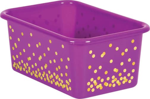Purple Confetti Small Plastic Storage Bin