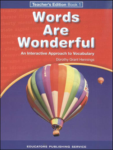 Words Are Wonderful Teacher's Edition Book 1