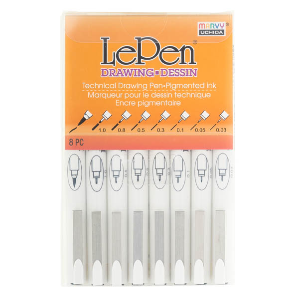 LePen Technical Drawing Pen Set/8  Spokane Art Supply – spokane-art-supply