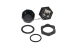 Cat6 RJ45 Shielded Industrial Panelmount Bulkhead Coupler with Dust Cap, Weatherproof, Black