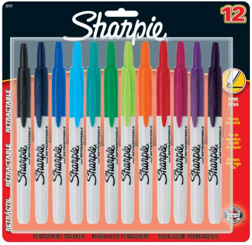 Sharpie Retractable Fine Markers 12-Color Set