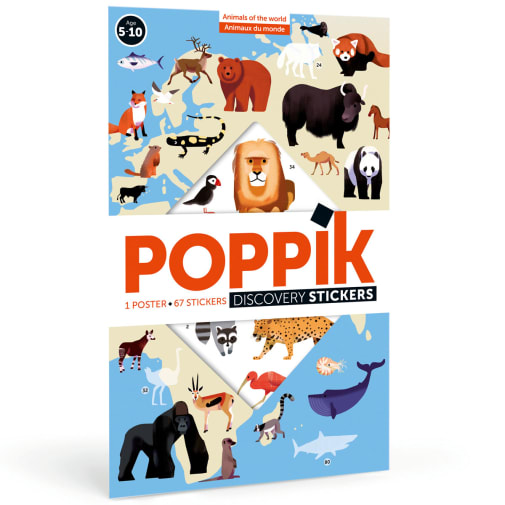 Poppik Discovery Poster + Stickers - Animals of the World