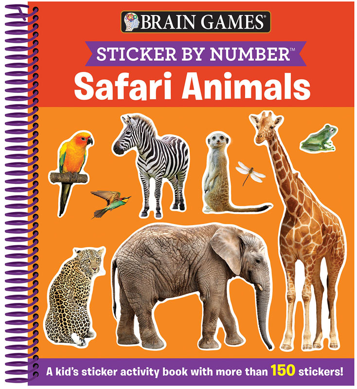 Sticker by Number: Safari Animals (Brain Games) 52 pages