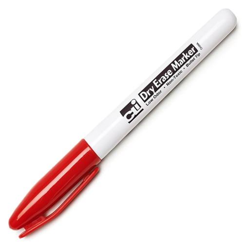 Dry Erase Marker - Pocket Style, Bullet Tip - Red