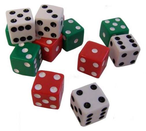 Dot Dice - Set of 12 (4 Each of Red, White, and Green)