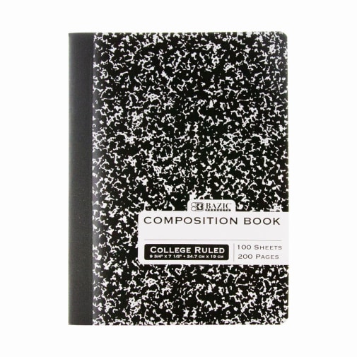 College Ruled Black Marble Composition Book