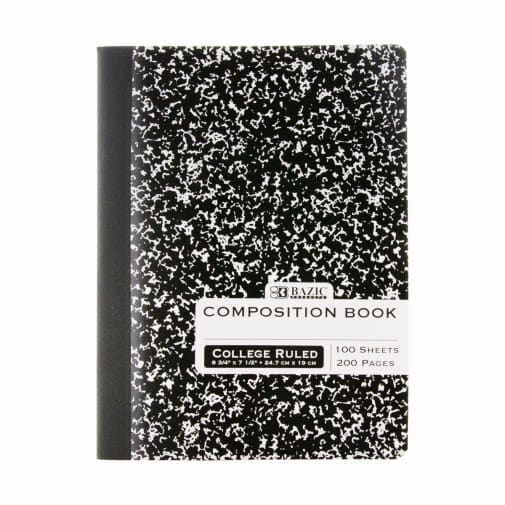 College Ruled Black Marble Composition Book