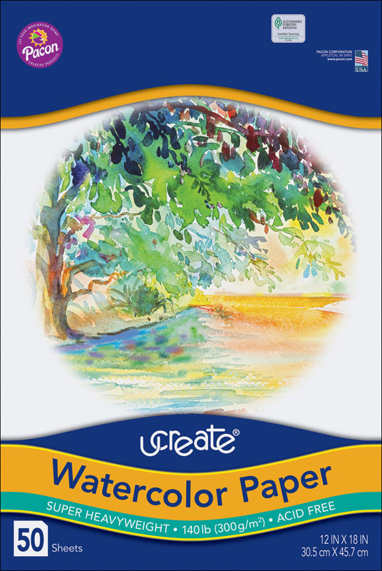 uCreate White Watercolor Paper 140 lb. (12 x 18) 50 sheets