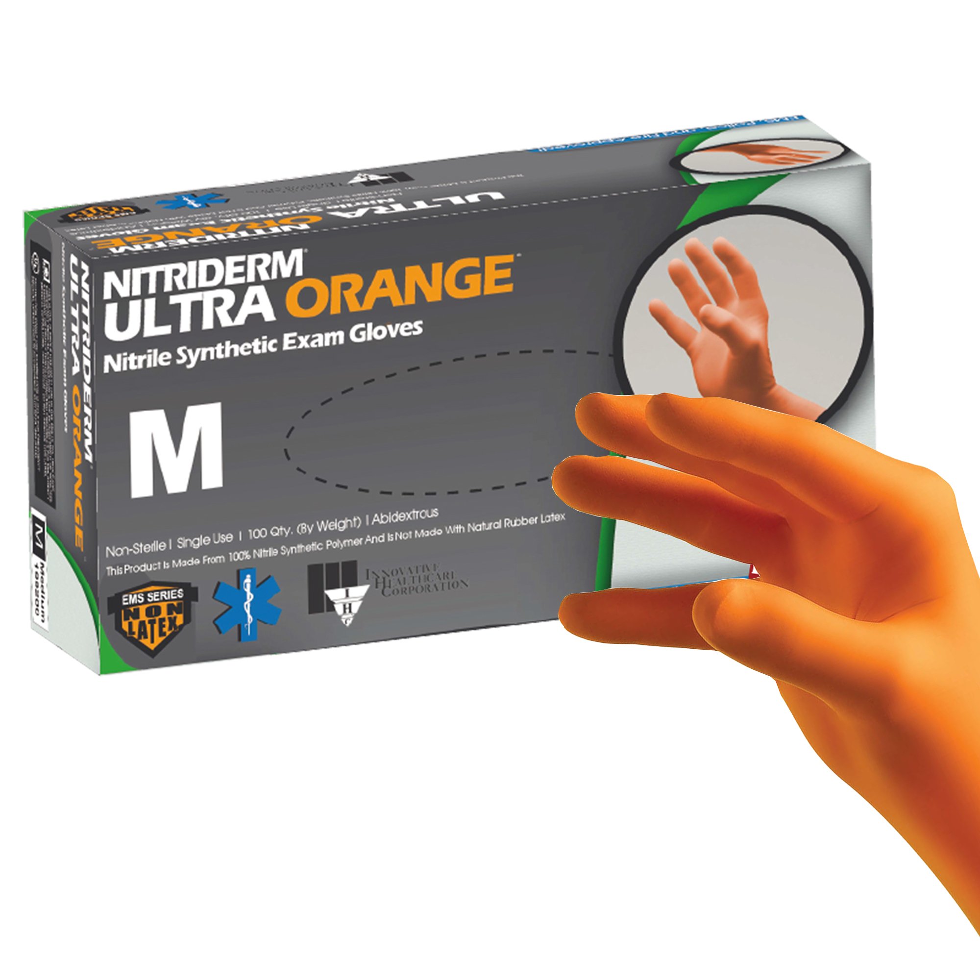 NitriDerm Ultra Orange Nitrile Exam Glove, Medium, Orange MK 780242