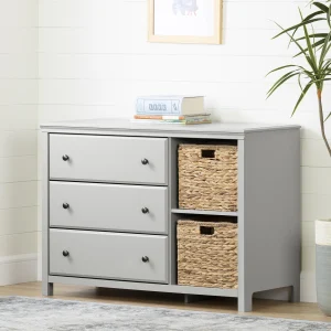 3-Drawer Dresser with Storage Baskets