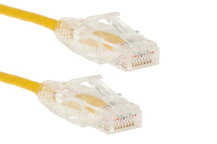 Cat6A Slim Snagless Ethernet Patch Cable, 0.5ft, Yellow