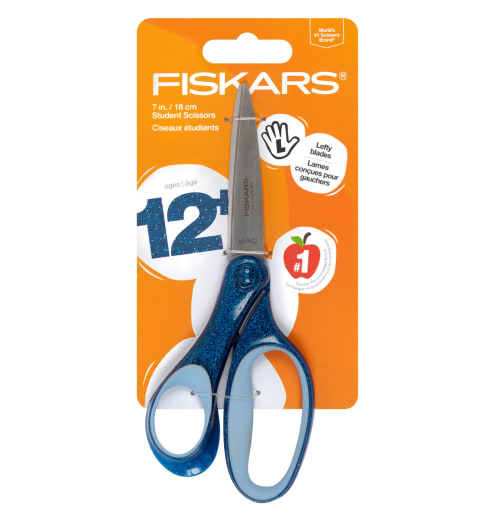 Fiskars Student Lefty SoftGrip Scissors 7" - Glitter Blue
