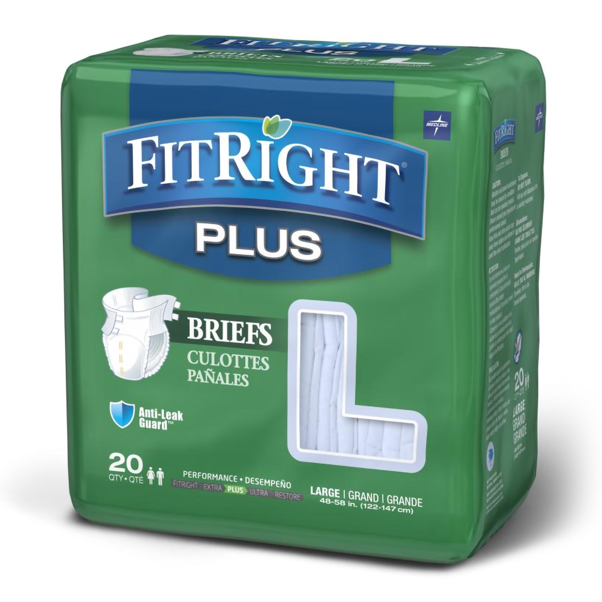 Incontinence Brief FitRight Plus Adult Large Unisex Disposable Moderate Absorbency MK 835155