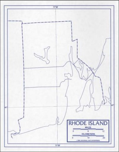 Rhode Island Map Laminated single (8+" x 11")