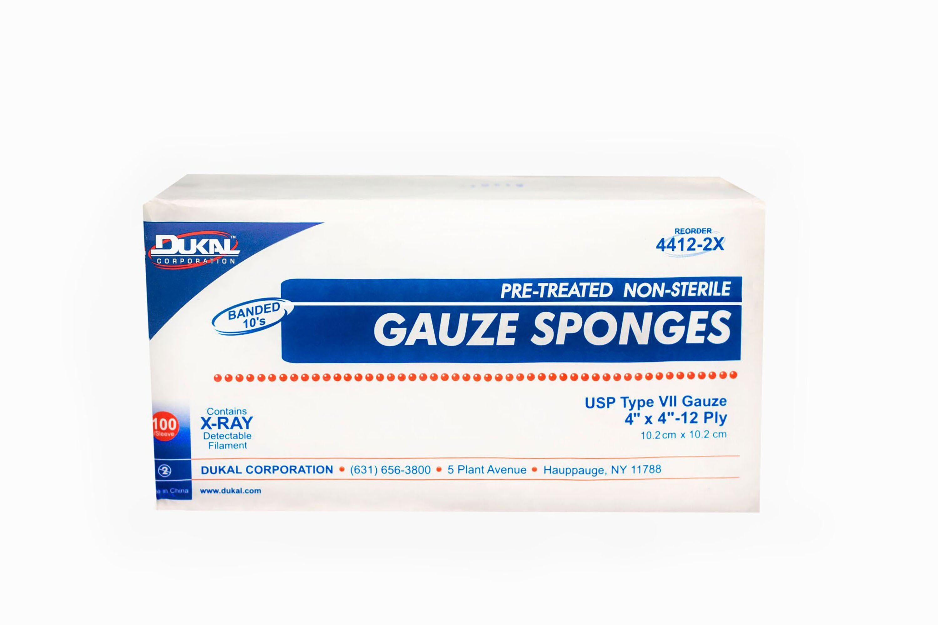 Dukal USP Type VII X-Ray Detectable Gauze Sponge, 4 x 4 Inch, 12-Ply MK 875560