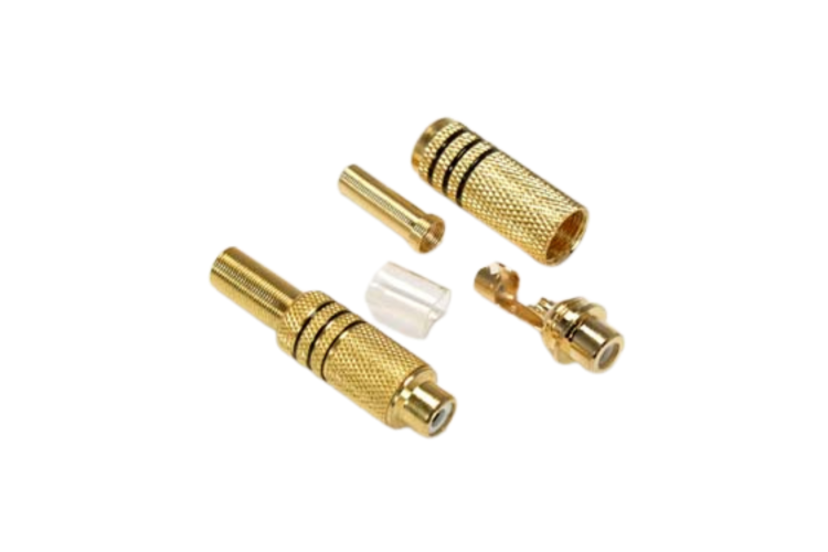 RCA-Female Metal Gold Plated Black Stripe with Coil Spring