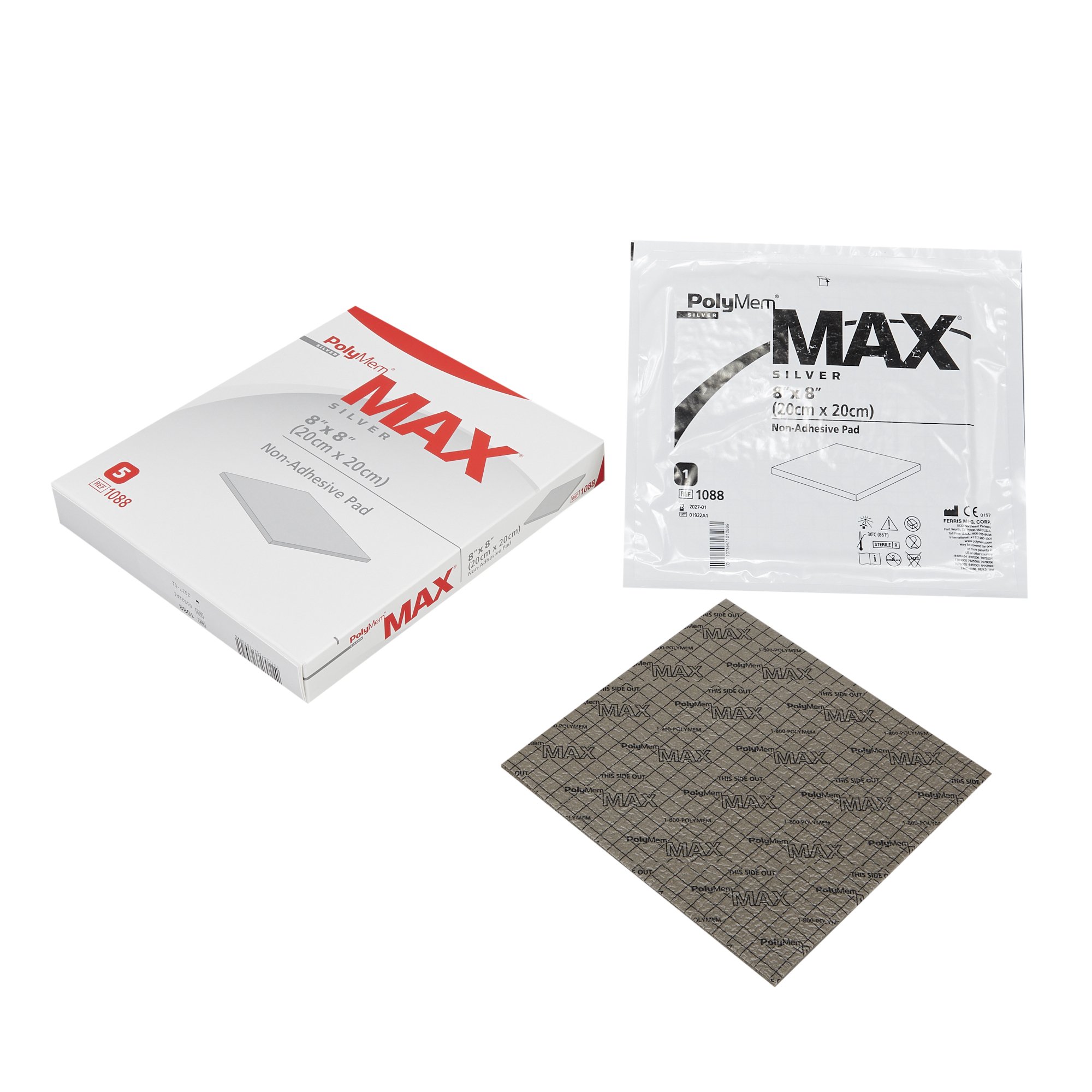 PolyMem Max Silver Foam Dressing, 8 x 8 Inch MK 629719