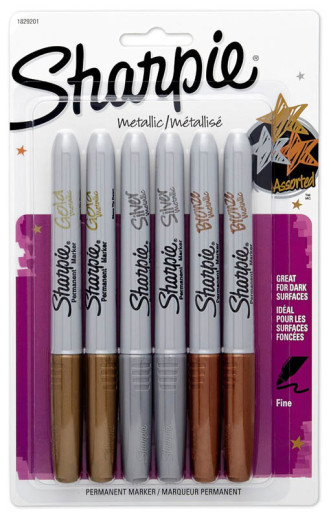 Sharpie Metallic Assorted Gold/Silver/Bronze - 6 pack