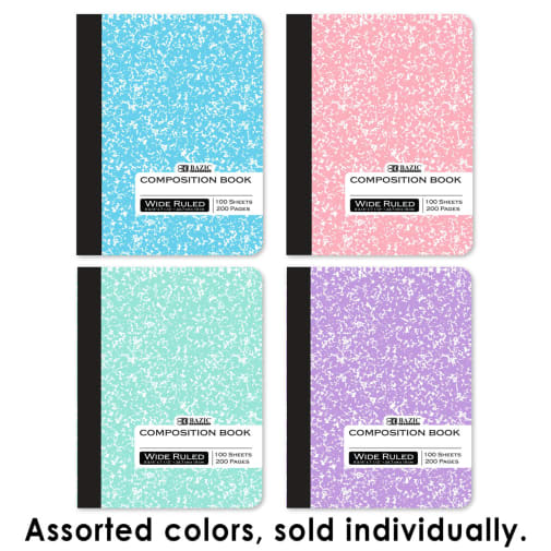 Composition Book Pastel Color Marble - Wide Ruled (assorted color)