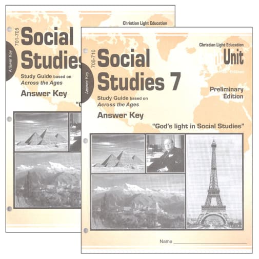Christian Light Social Studies 701-710 LightUnit Answer Key Set Sunrise Preliminary Edition