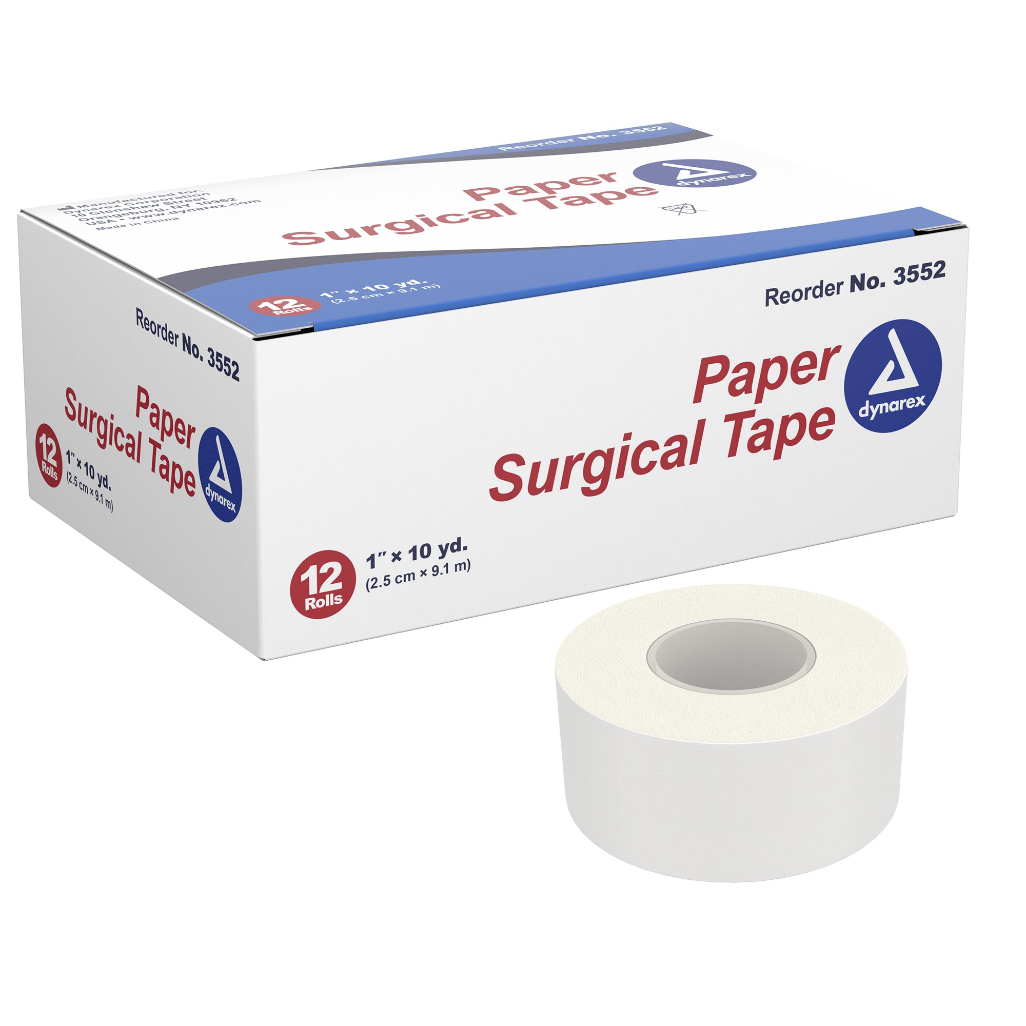 dynarex Paper Medical Tape, 1 Inch x 10 Yard, White MK DYN-3552