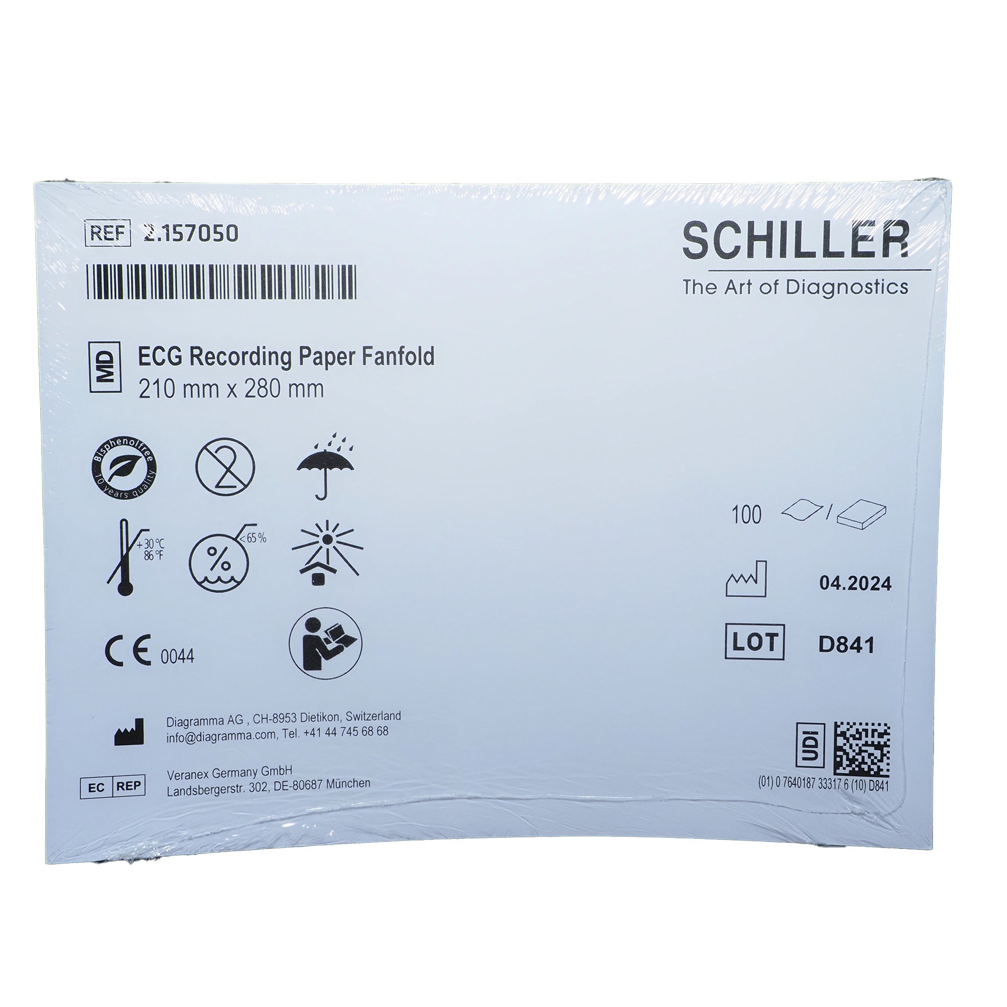 Schiller ECG Recording Paper Thermal 8x11in Z-Fold 2.157050 MK 849783