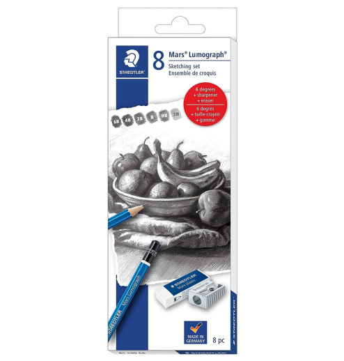 Sketch Set - 8-piece (6 pencils, sharpener, eraser)