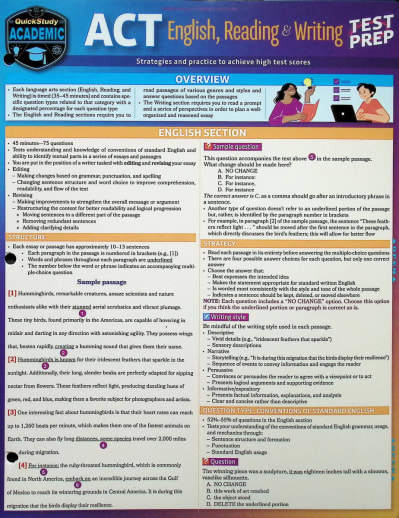 ACT Test Prep Reading Quick Study
