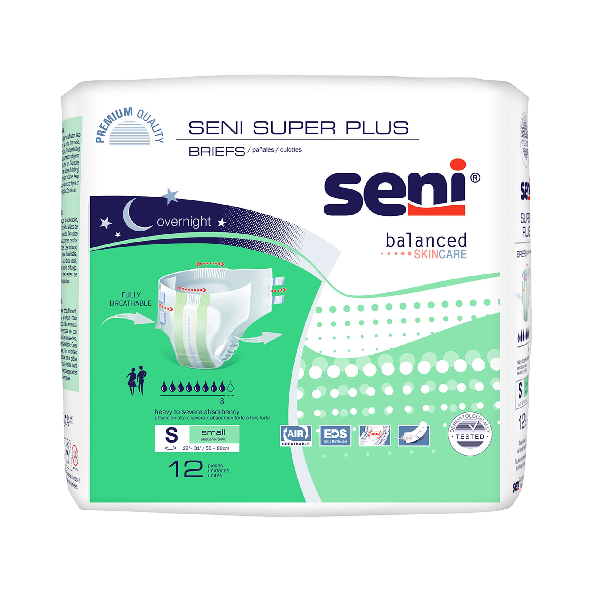 Seni Super Plus Overnight Heavy to Severe Absorbency Incontinence Brief, Small MK 1163827
