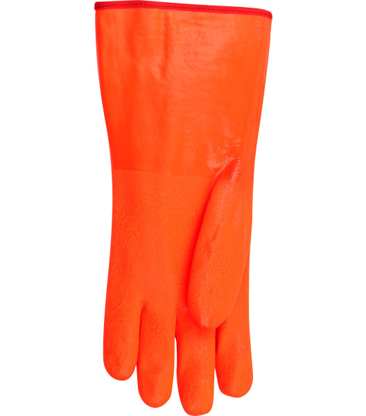 14" Lined Hi-Vis Orange Sandy Finish PVC with Gauntlet, Orange, large