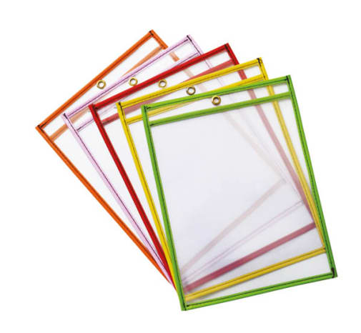 Dry Erase Pockets Bright Hues Assorted (6" x 9") 10 pieces